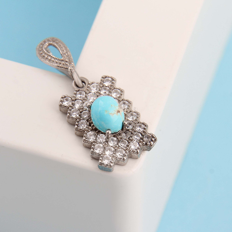 آویز گردنبند نقره زنانه بازرگانی میلادی مدل فیروزه طبیعی نیشابور قالب جواهری روکش ادیوم کد PKR_357 آویز گردنبند نقره زنانه بازرگانی میلادی مدل فیروزه طبیعی نیشابور قالب جواهری روکش ادیوم کد PKR_357