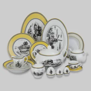Zarin Iran Porcelain Inds Italia-F Village 102 Pieces Porcelain Dinnerware Set High Grade