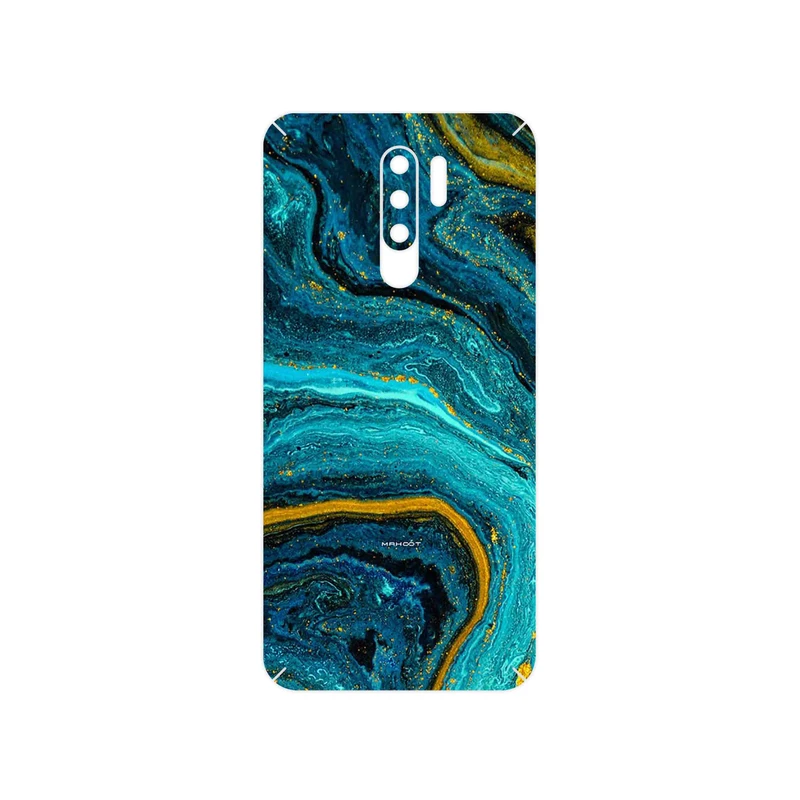 برچسب پوششی ماهوت مدل Turquoise marblewith golden streaks مناسب برای گوشی موبایل شیائومی Redmi 9