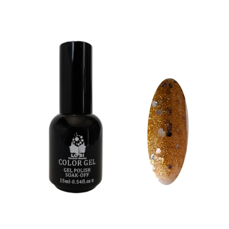 لاک ژل اکلیلی ناخن لوسی مدل UV شماره 100 رنگ طلایی