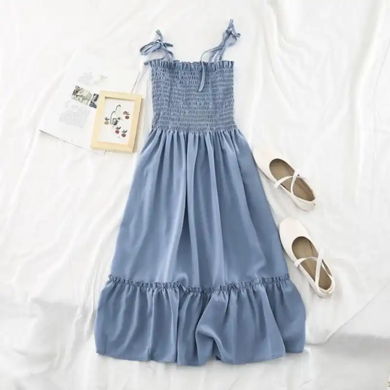 پیراهن زنانه مدل تابستانی کوتاه رنگ آبی