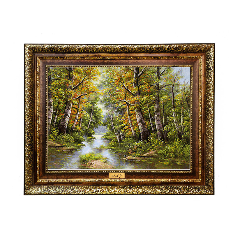 تابلو فرش ماشینی نقش نگار رضوی طرح منظره کد 1730H