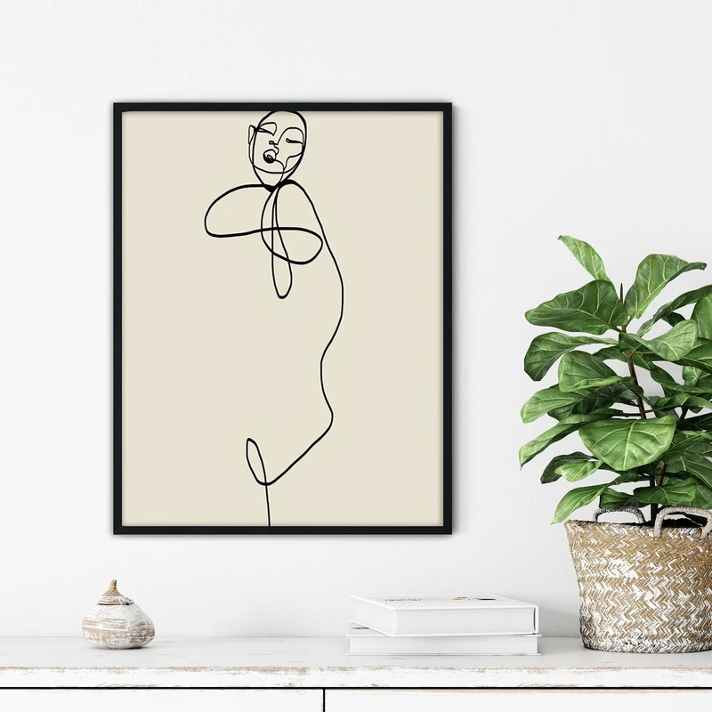 تابلو آتریسا طرح لاین آرت مدرن مدل ATFL89 فریم مشکی