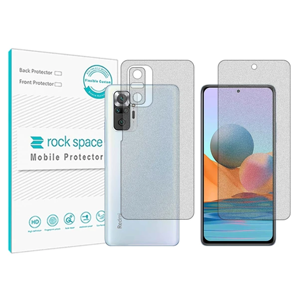 محافظ صفحه نمایش مات راک اسپیس مدل HyMTT مناسب برای گوشی موبایل شیائومی Redmi Note 10 Pro (Japan) به همراه محافظ پشت