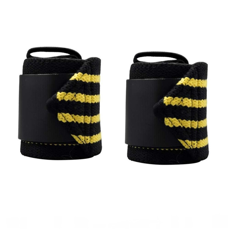 مچ بند بدنسازی مدل کشی پارچه ای لبه چرمی کد gym-60cm بسته دو عددی