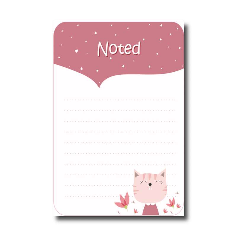 کاغذ یادداشت مدل گربه ی کارتونی طرح نوشته notes