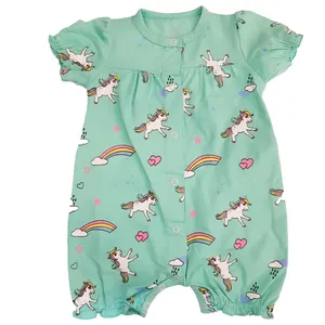 سرهمی نوزادی دخترانه مدل اسب تک شاخ رنگ سبز