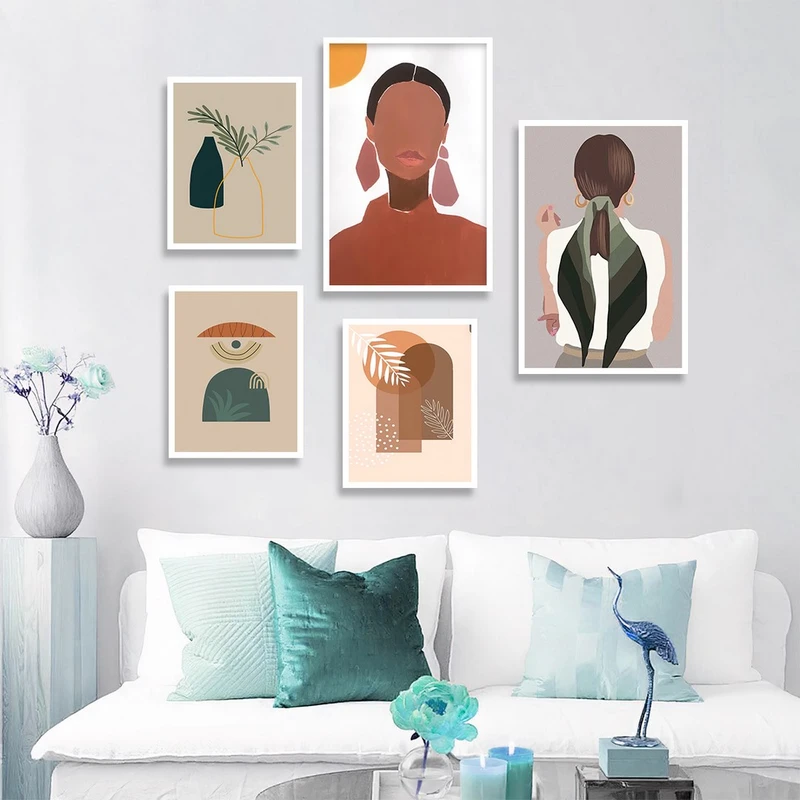 تابلو بکلیت طرح دکوری مدرن سبک مینیمال آرت مدل W-1487 مجموعه 5 عددی