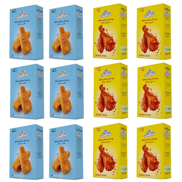 پودر و آرد سوخاری مرغ و ماهی ساده شاهنگ - 150 گرم بسته 12 عددی