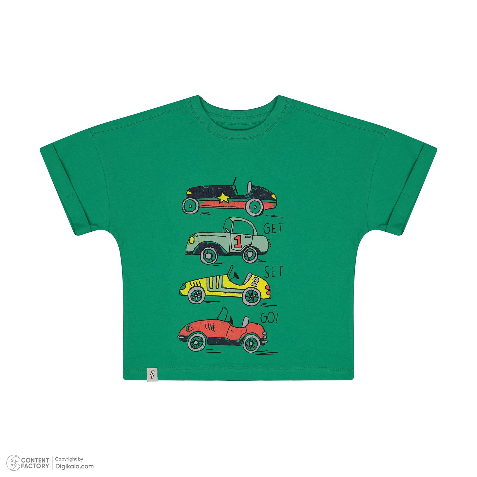 ست تی شرت آستین کوتاه و شلوارک پسرانه سون پون مدل 1096 رنگ سبز -  - 5