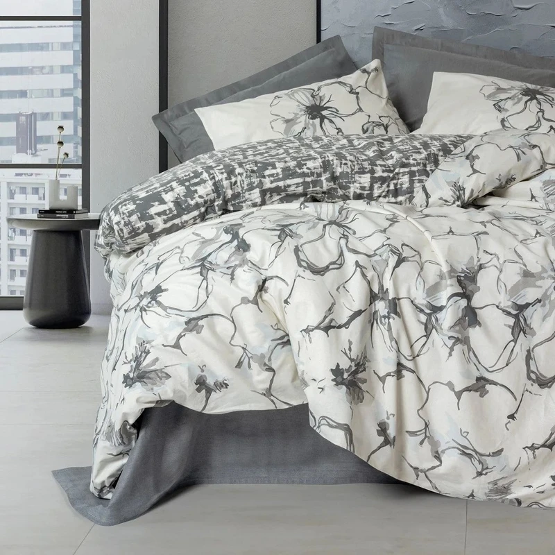 سرویس ملحفه 2 نفر 4 تکه کاتن باکس مدل HILARIS ANTRASIT