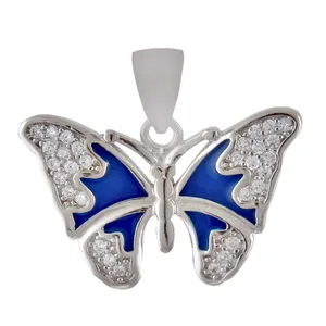 آویز گردنبند نقره زنانه بازرگانی میلادی مدل پروانه کد PKR_168