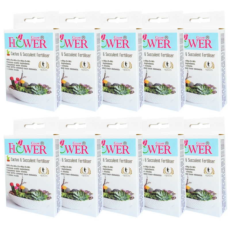 کود کاکتوس و ساکولنت فلاورگرو مدل P10 وزن 80 گرم بسته 10 عددی