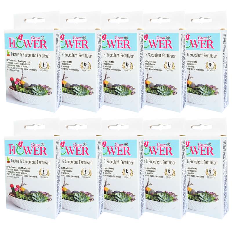 کود کاکتوس و ساکولنت فلاورگرو مدل P10 وزن 80 گرم بسته 10 عددی