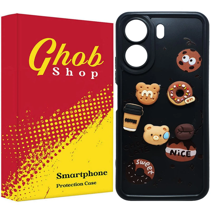 کاور قاب شاپ مدل سولید خرسی طرح nice مناسب برای گوشی موبایل شیائومی Redmi 13C / Poco C65