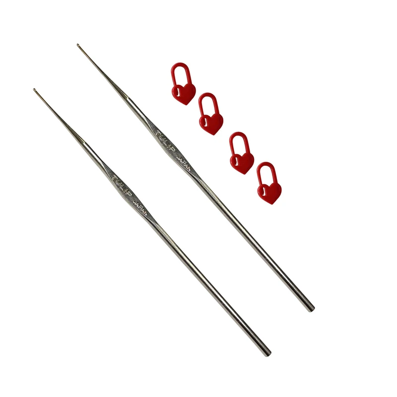 قلاب بافتنی مدل TULIP-16 کد 16-0.4mm به همراه سنجاق نشانه گذار بافتنی مجموعه 6 عددی