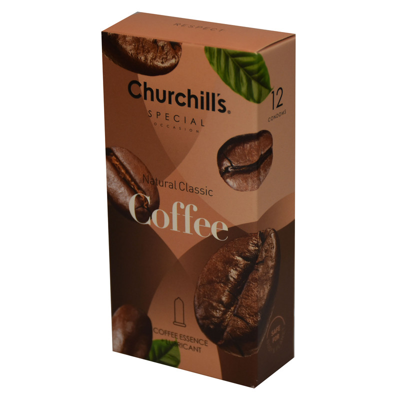 کاندوم چرچیلز مدل Natural Classic Coffee بسته 12 عددی