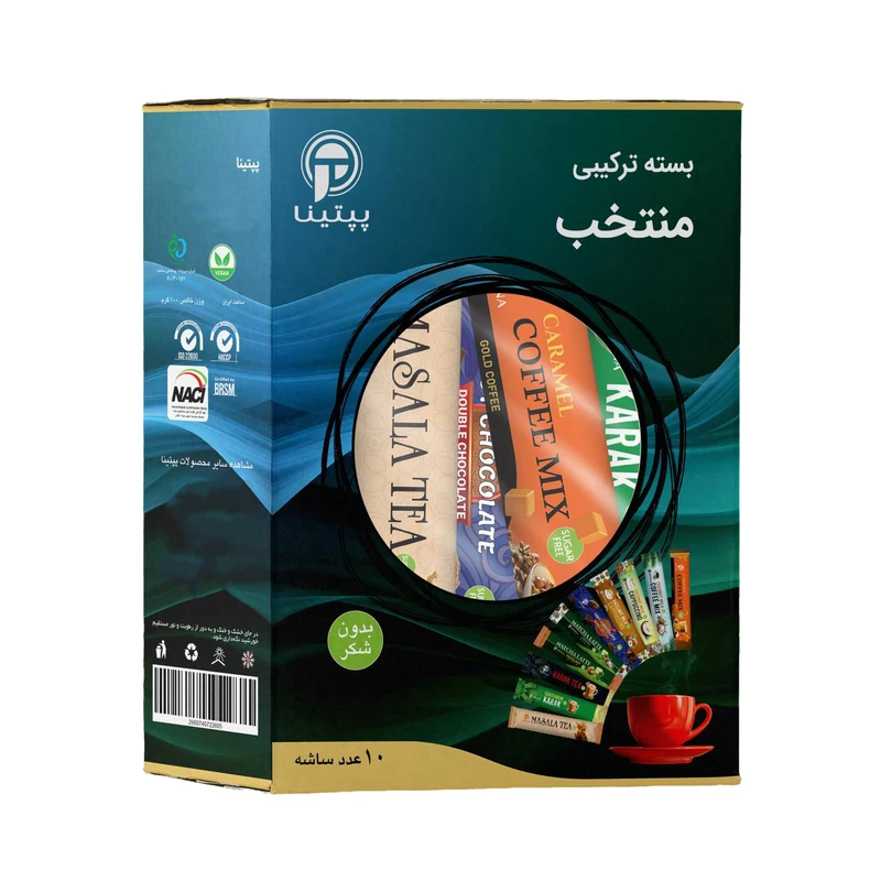 بسته ترکیبی منتخب بدون شکر و شیرین شده با استویا پپتینا - 100 گرم بسته 10 عددی