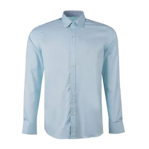پیراهن آستین بلند مردانه برندس مدل ساده کد 303030 رنگ سبز آبی