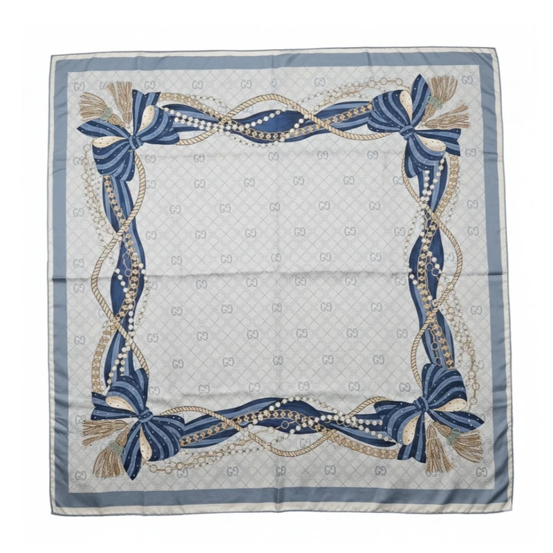 روسری ابریشم توییل زنانه مدل نگین دار H099 با طول و عرض 125×125 سانتی‌متر