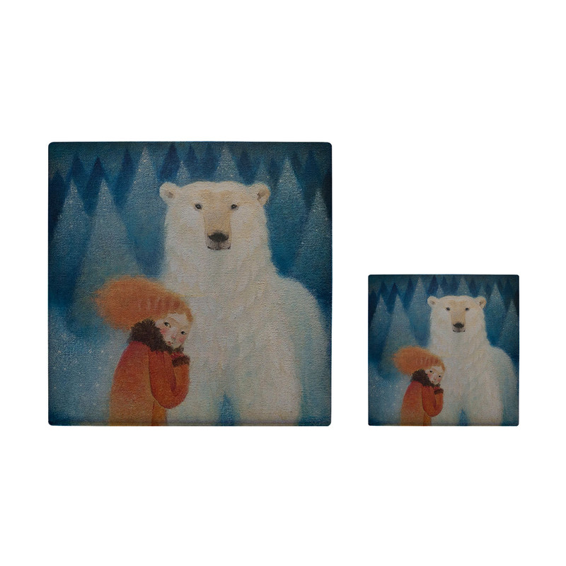  کاشی کارنیلا طرح دختر و خرس قطبی مدل لوحی آویز کد kla138 مجموعه 2 عددی