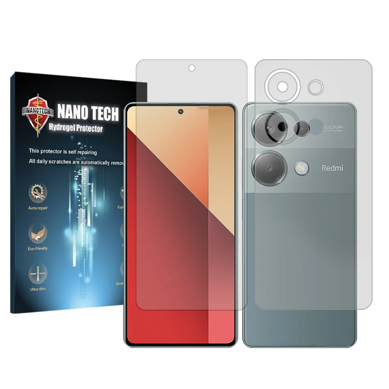 محافظ صفحه نمایش شفاف نانو تک مدل Tough مناسب برای گوشی موبایل شیائومی  Redmi Note 13 Pro 4G به همراه محافظ پشت گوشی