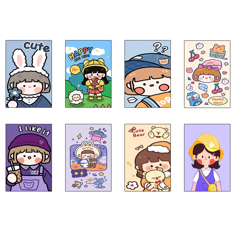 پوستر کارنيکا طرح دختر خندون Smiling Girl کد 23227 مجموعه 8 عددی