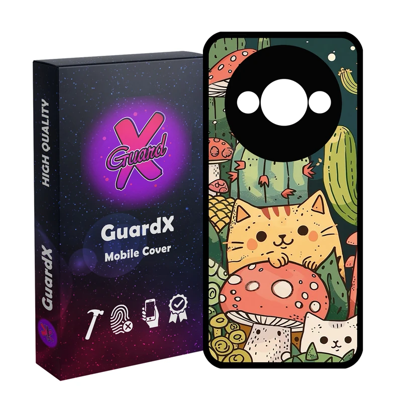 کاور گارد ایکس طرح گربه مدل Glass10782 مناسب برای گوشی موبایل شیائومی Redmi A3 4G/ A3X 4G/ Poco C61