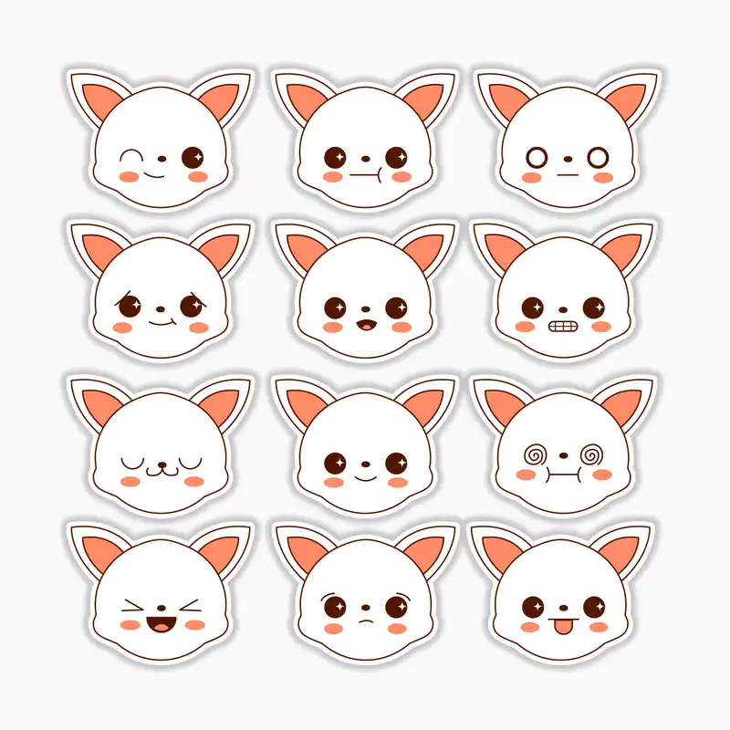 استیکر لپ تاپ و موبایل بووم طرح خرگوش بامزه کد MR97 مجموعه 12 عددی