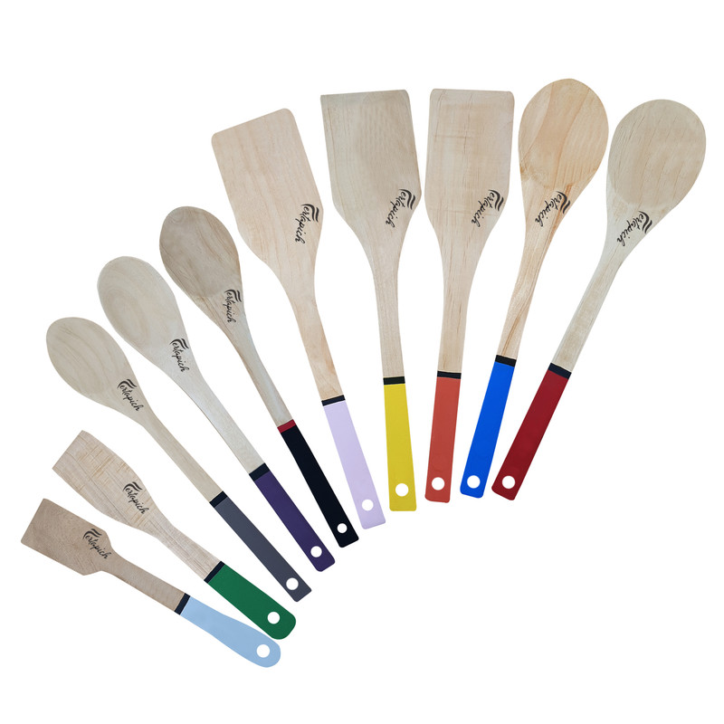 سرویس کفگیر و ملاقه 10 پارچه فرتاپیچ مدل چوبی کد 01