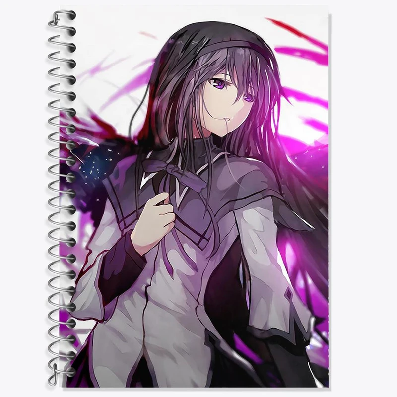 دفتر زبان 50 برگ خندالو مدل دو خط طرح همورا اکامی انیمه مادوکا مجیکا Madoka Magica کد 18396