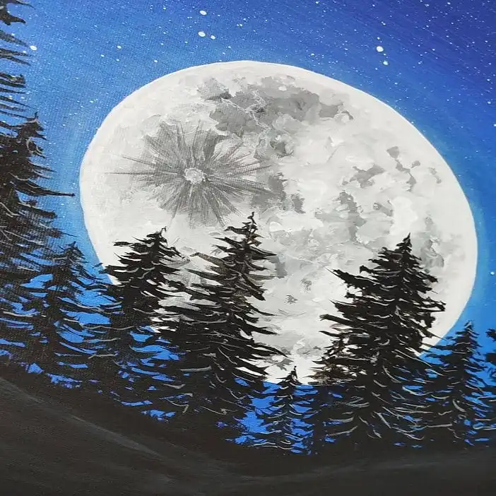 تابلو نقاشی اکریلیک مدل ماه درخشان