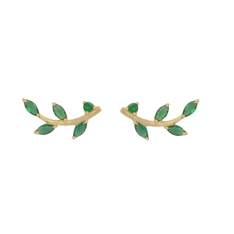 گوشواره میخی طلا 18 عیار زنانه طلای مستجابی مدل برگ تاج کد T1765