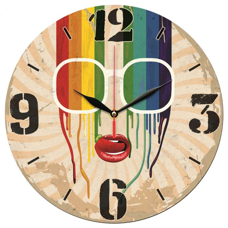 ساعت دیواری طرح عینک و رنگین کمان و رنگ کد 1227