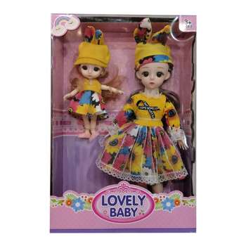عروسک لاوولی بی بی مدل دخترچشم تیله ای کد 997-26-16 مجموعه 2 عددی