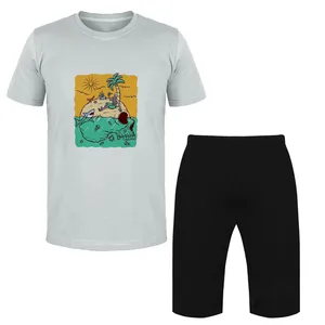 ست تی شرت و شلوارک مردانه مدل ساحل کد Da 443T رنگ طوسی