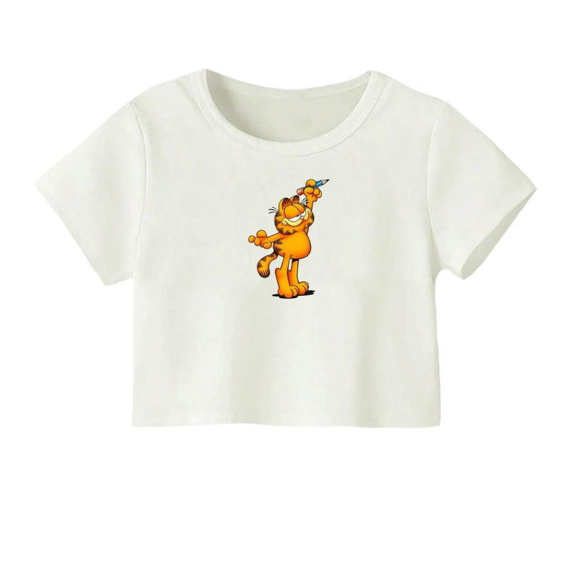 کراپ‌ تی‌شرت آستین کوتاه زنانه مدل گارفیلد کد04