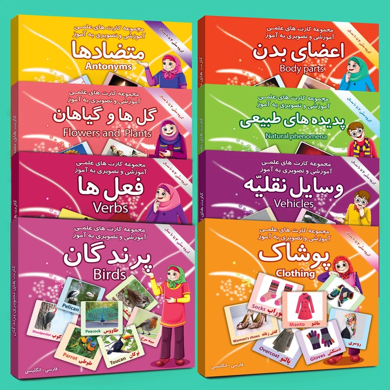 فلش کارت های علمی آموزشی و تصویری 2 تا10 سال انتشارات امین آذر مجموعه 8 عددی