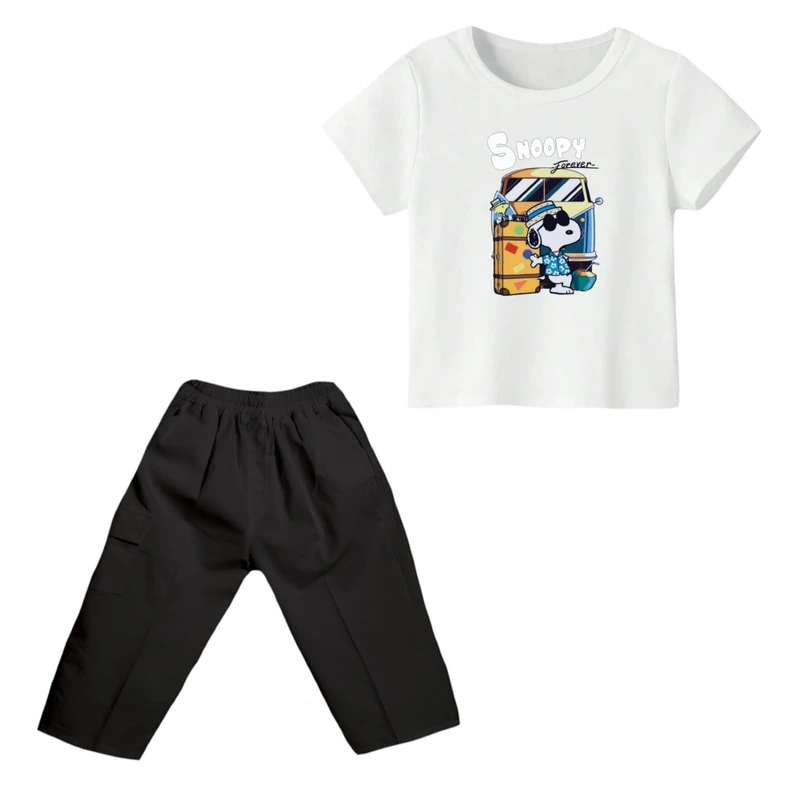 ست تی شرت و شلوارک پسرانه مدل اسنوپی کد ۵۰