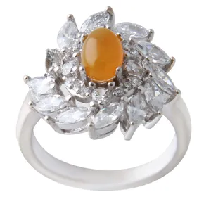 انگشتر نقره زنانه مدل سنگ عقیق شرف الشمس AWR_791