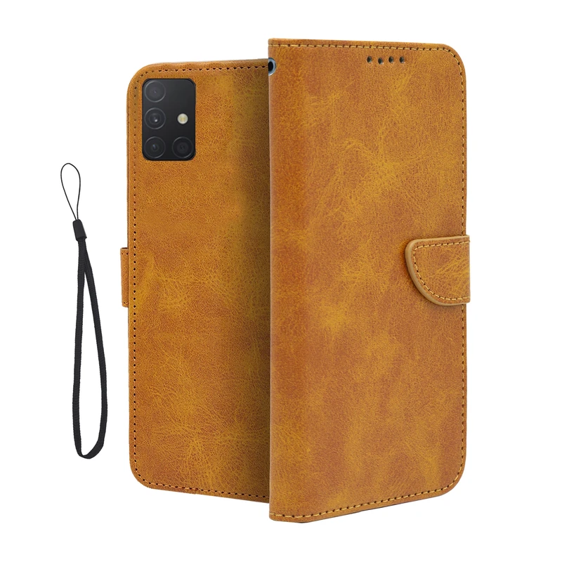 کیف کلاسوری مدل بنددار مناسب برای گوشی موبایل سامسونگ Galaxy A51 به همراه بندآویز