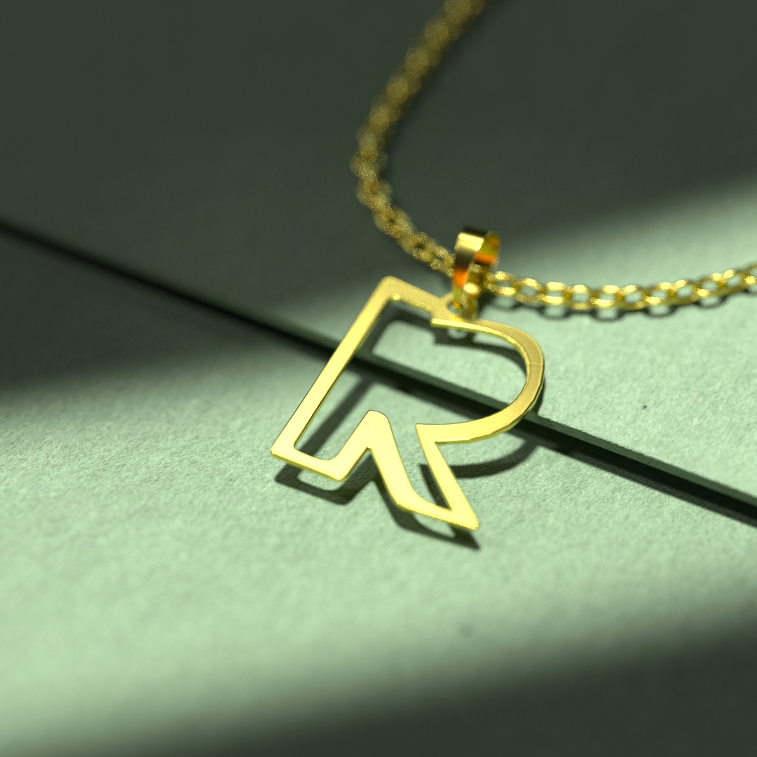 گردنبند طلا 18 عیار زنانه مدوپد مدل حرف R کد H3-1-1098