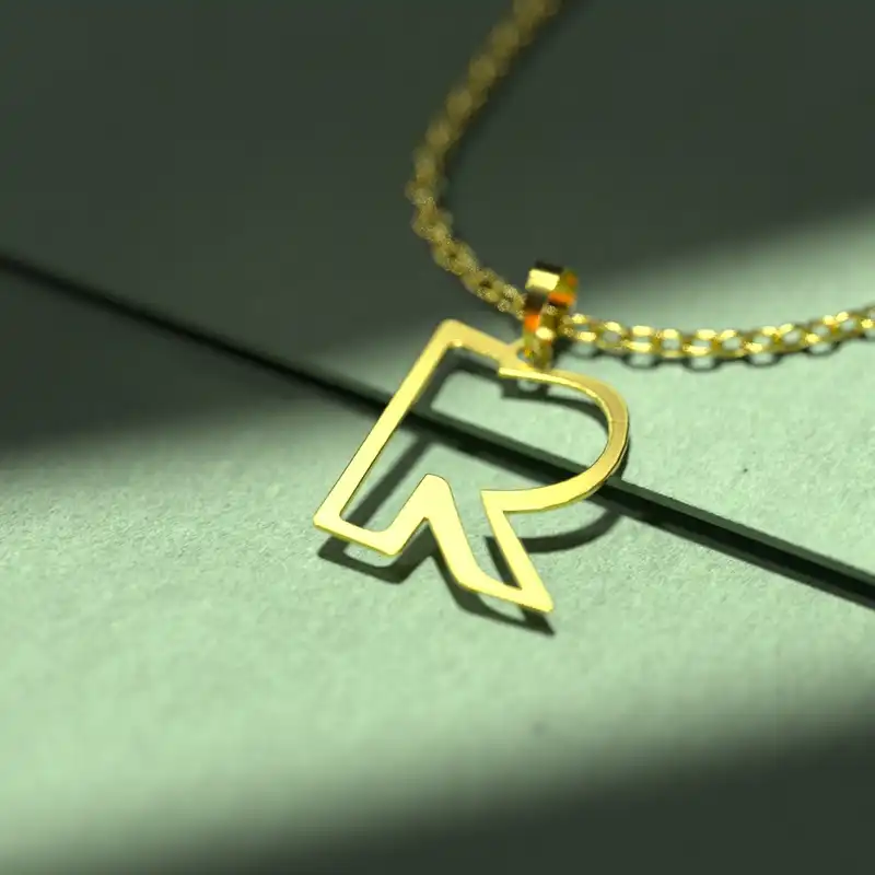 گردنبند طلا 18 عیار زنانه مدوپد مدل حرف R کد H3-1-1098