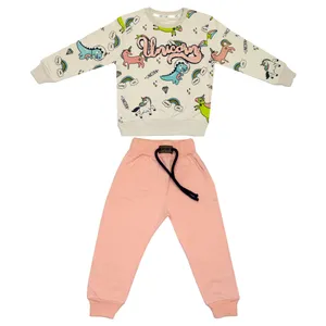 ست سویشرت و شلوار دخترانه مدل دایناسور حبابی رنگ صورتی