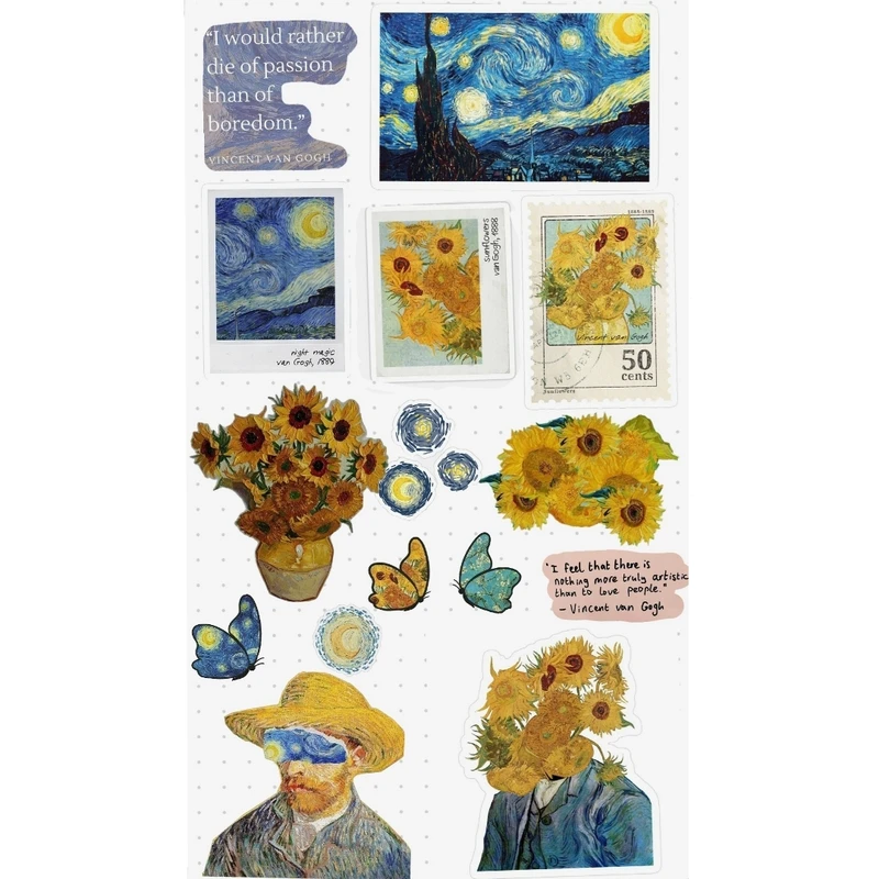 برچسب مدل مجموعه استیکر ون گوگ آثار ماندگار