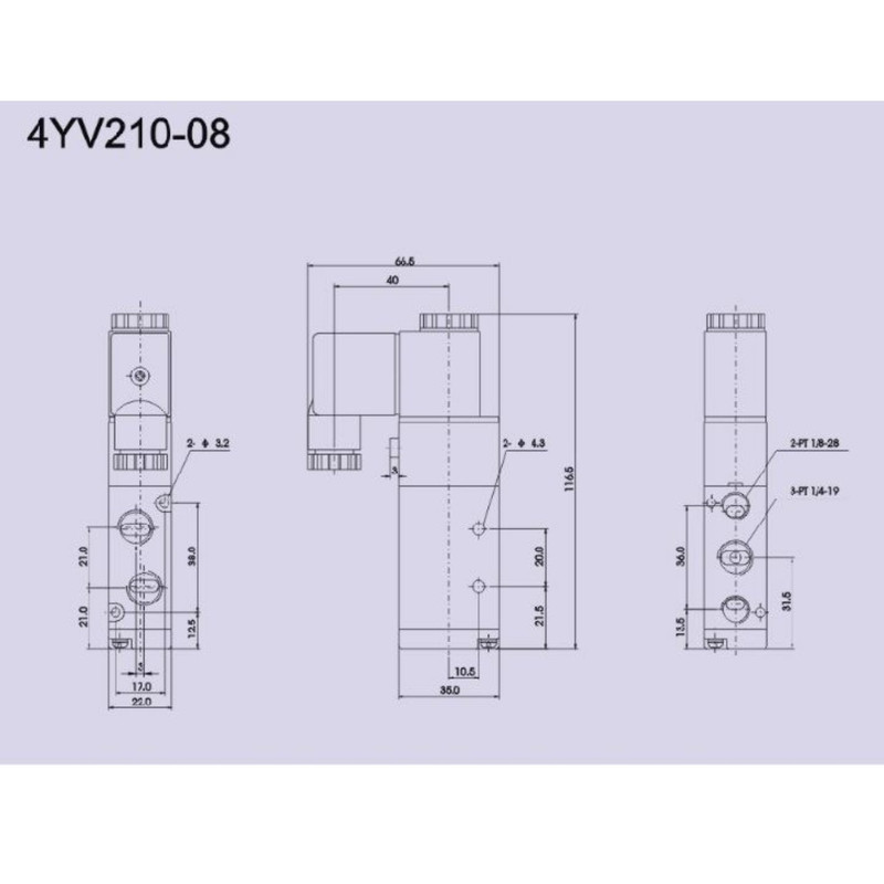 شیر برقی پنوماتیک وای پی سی مدل 4V210-08-1/4-24v