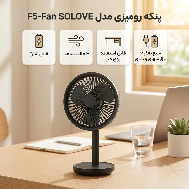 عکس شماره 2 : پنکه رومیزی مدل f5-fan solove