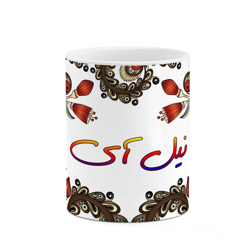 ماگ کاکتی مدل اسم نیل_آی طرح سنتی گل و بته کد mgh48173