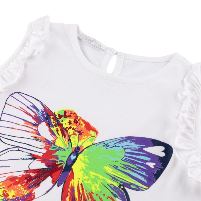 ست تاپ و شلوارک دخترانه فیورلا مدل پروانه زیبا 43009 -  - 3