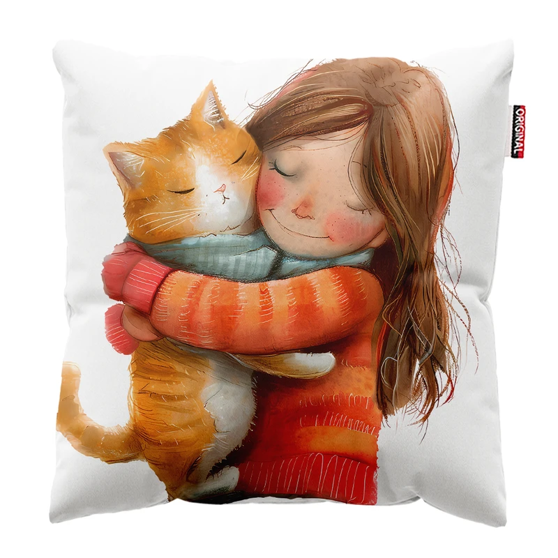 کوسن پاد آفرین مدل گربه کیوت بامزه فانتزی کد PK401653 سایز 40*40 سانتی متر